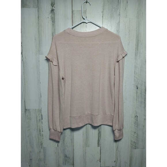Tahari Women's Medium Ruffle Sleeve Lightweight Sweater In Blush - Picture 6 of 8